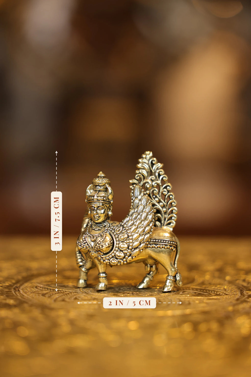 3″ Kamadhenu | Super Fine Brass | Polished Finish — size and dimensions