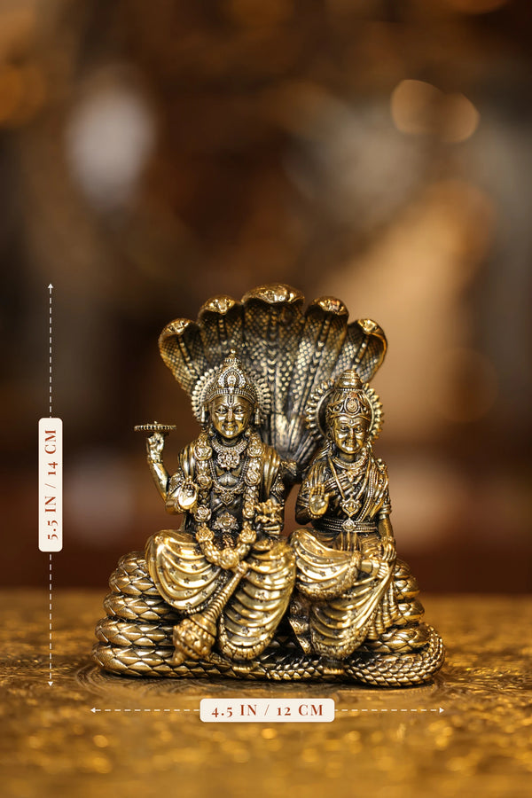 5″ Vishnu Lakshmi sitting on Snake | Super Fine Brass dimensions