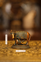 3″ Cow with Calf Base | Super Fine Brass | Double Chola Finish — size and dimensions