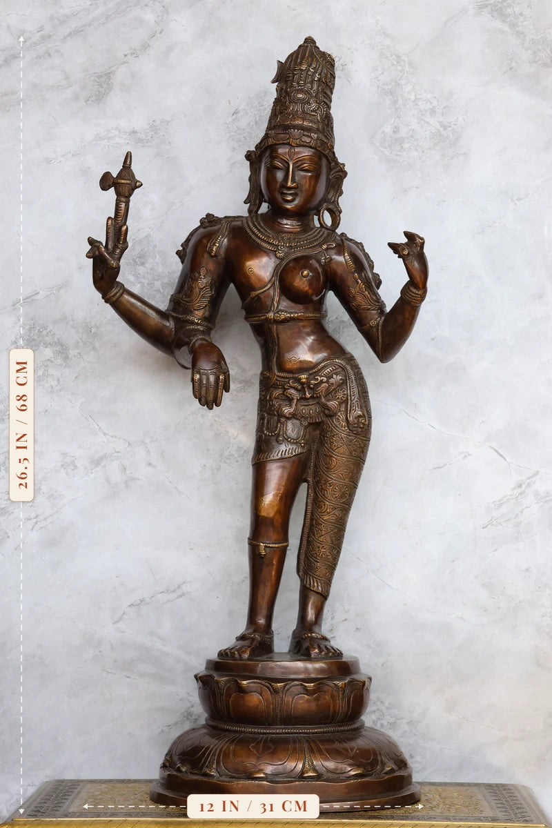 26.5″ Aarthanaresswar | Handcrafted Brass | Antique Brown Finish — size and dimensions