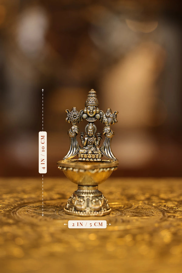 4″ Lakshmi Balaji Round Base Lamp | Super Fine Brass | Polished Finish dimensions