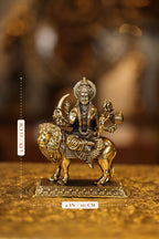 5″ Maa Durga on Lion with Base | Super Fine Brass | Polished Finish — size and dimensions