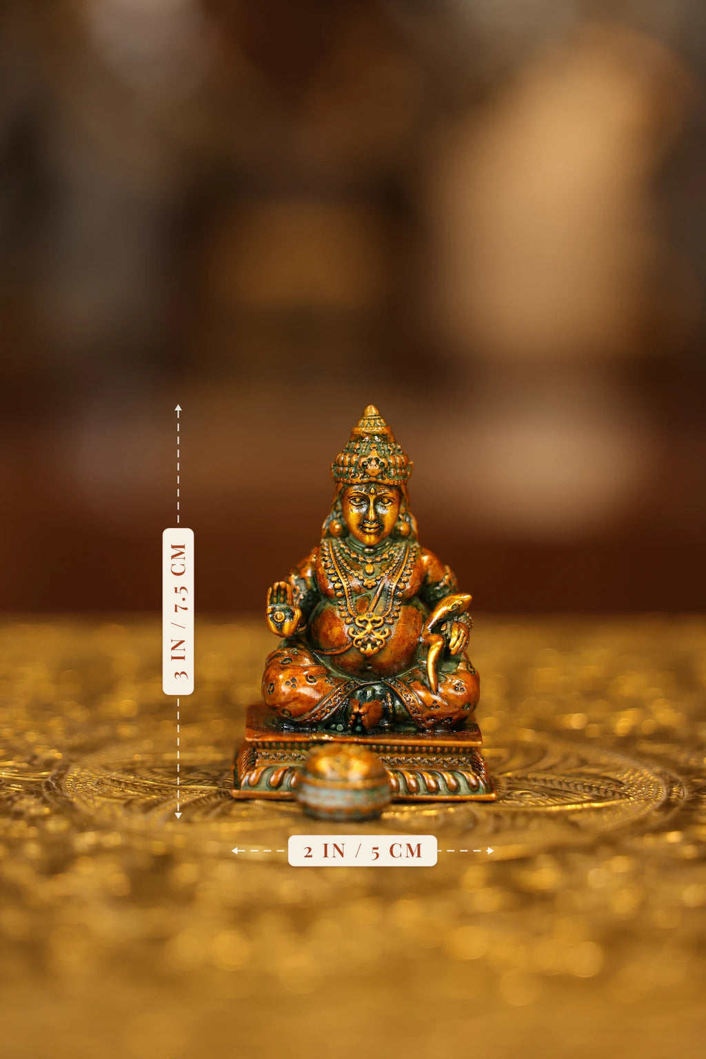 3″ Kubera | Super Fine Brass | Double Chola Finish — size and dimensions