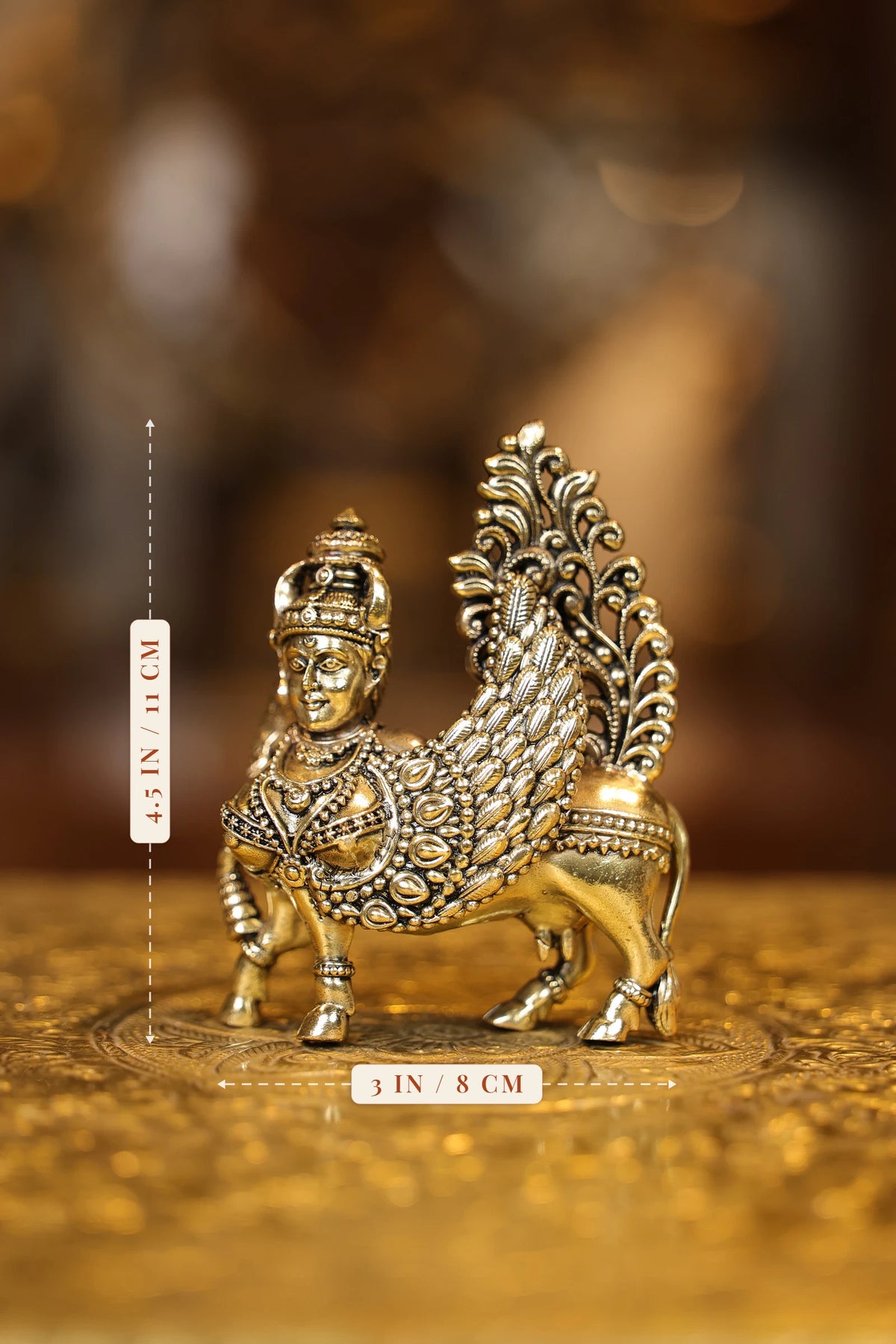 4″ Kamadhenu | Super Fine Brass | Polished Finish — size and dimensions