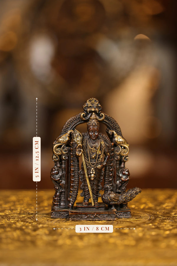 5″ Murugan with Arch | Super Fine Brass | Brown Gold Finish dimensions