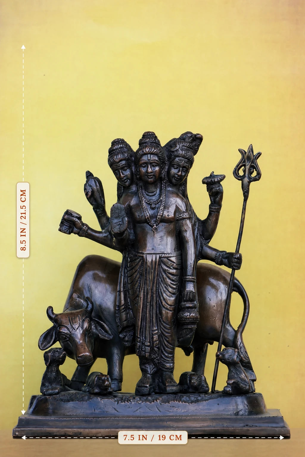 8″ Dattatreya | Handcrafted Brass | Brown Finish