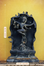 10″ Gaja Samhara Moorthy | Handcrafted Brass | Gray Stone Finish