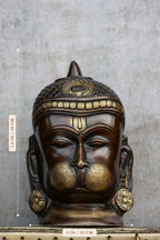 7″ Hanuman Face | Handcrafted Brass | Brown Finish
