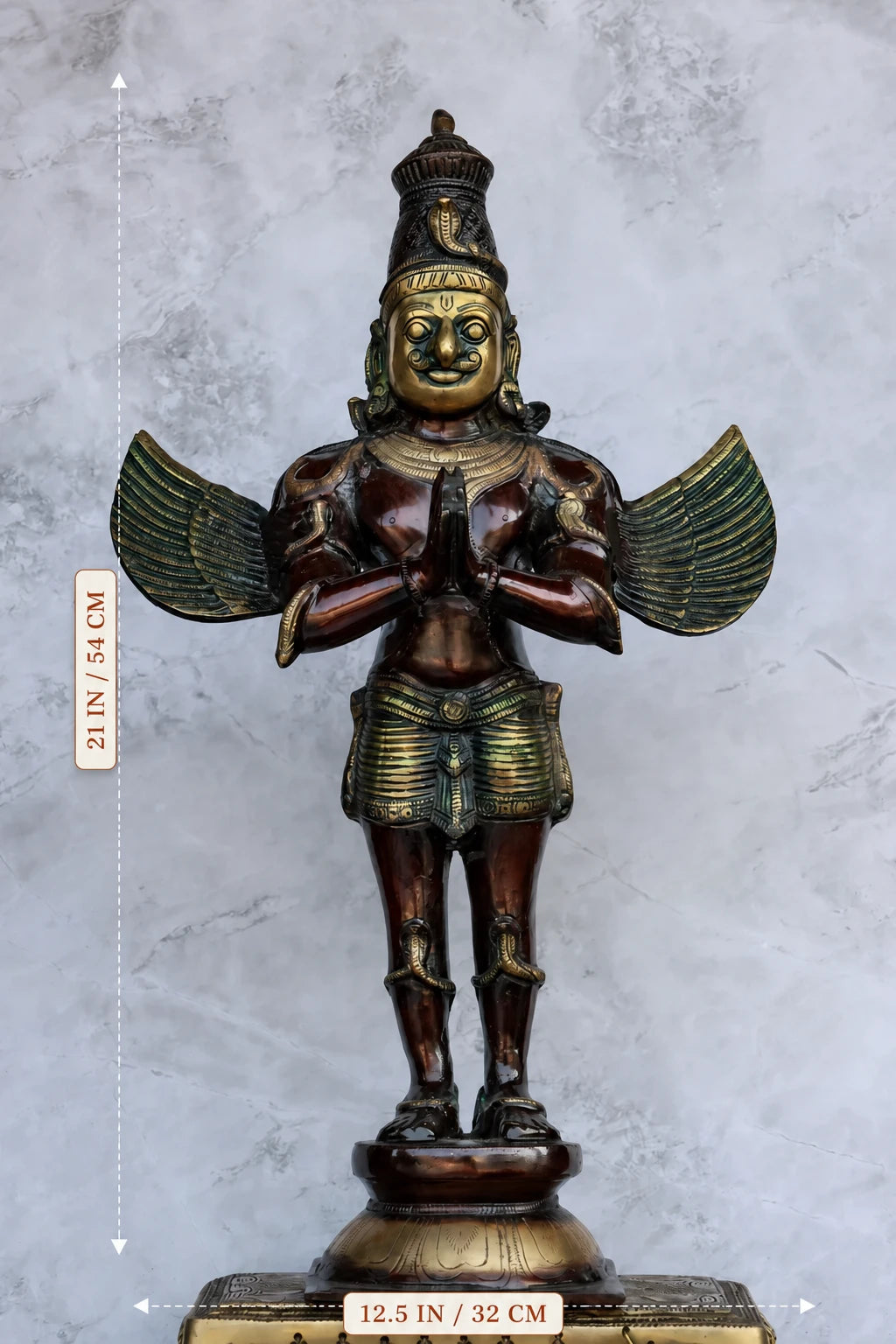 21″ Garudan (Divine Mount of Vishnu) | Handcrafted Brass | Brown Finish