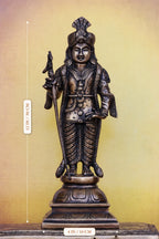 12″ Raja Alangara Murugan (Palani) | Handcrafted Brass | Antique Brass Finish