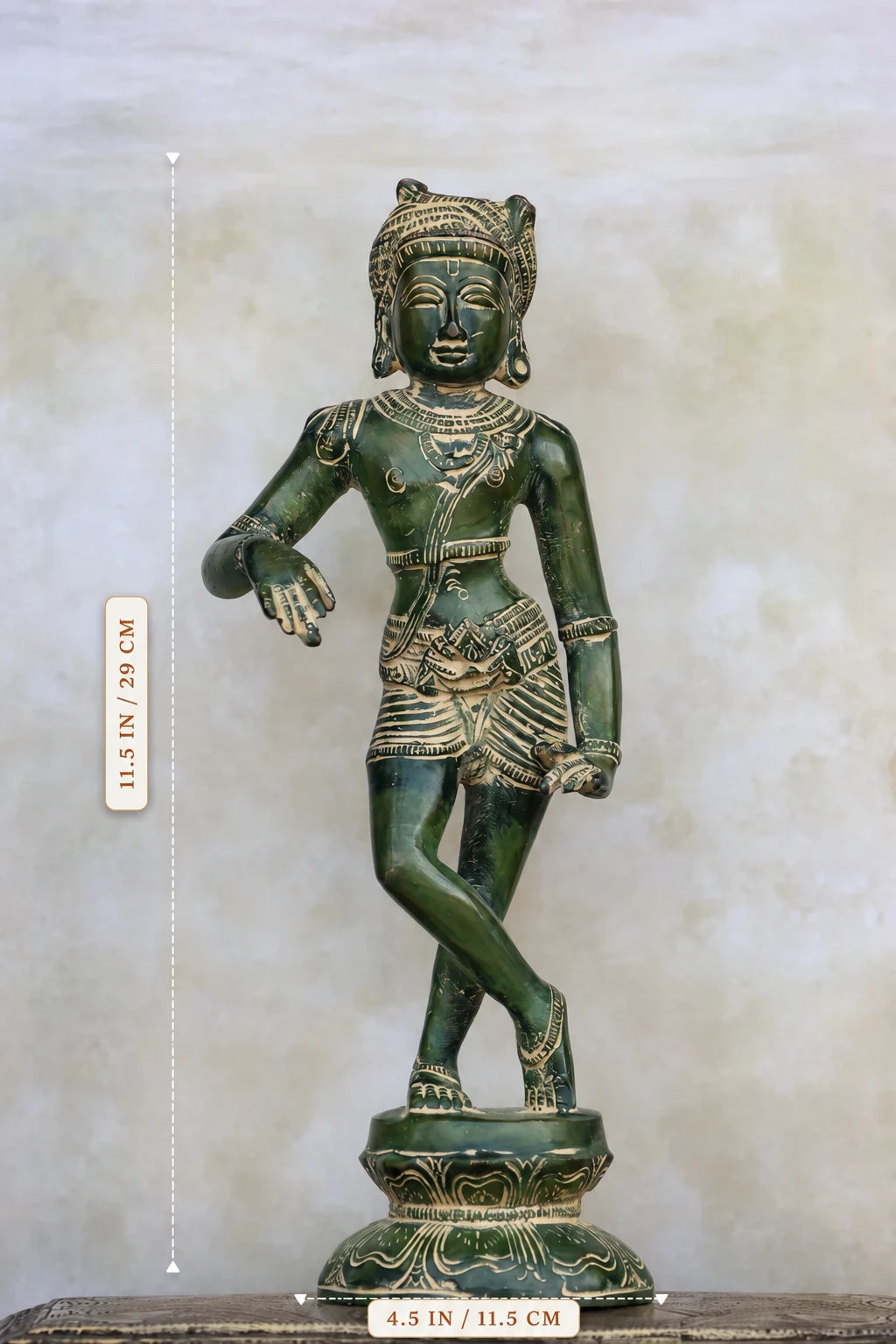 11″ Rishabadevar | Handcrafted Brass | Green Finish