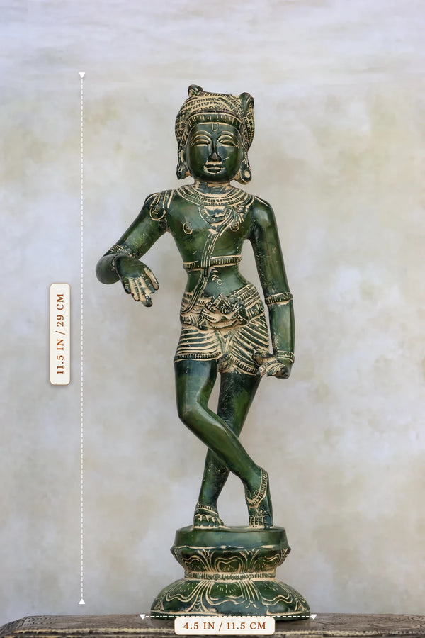 11″ Rishabadevar | Handcrafted Brass | Green Finish dimensions