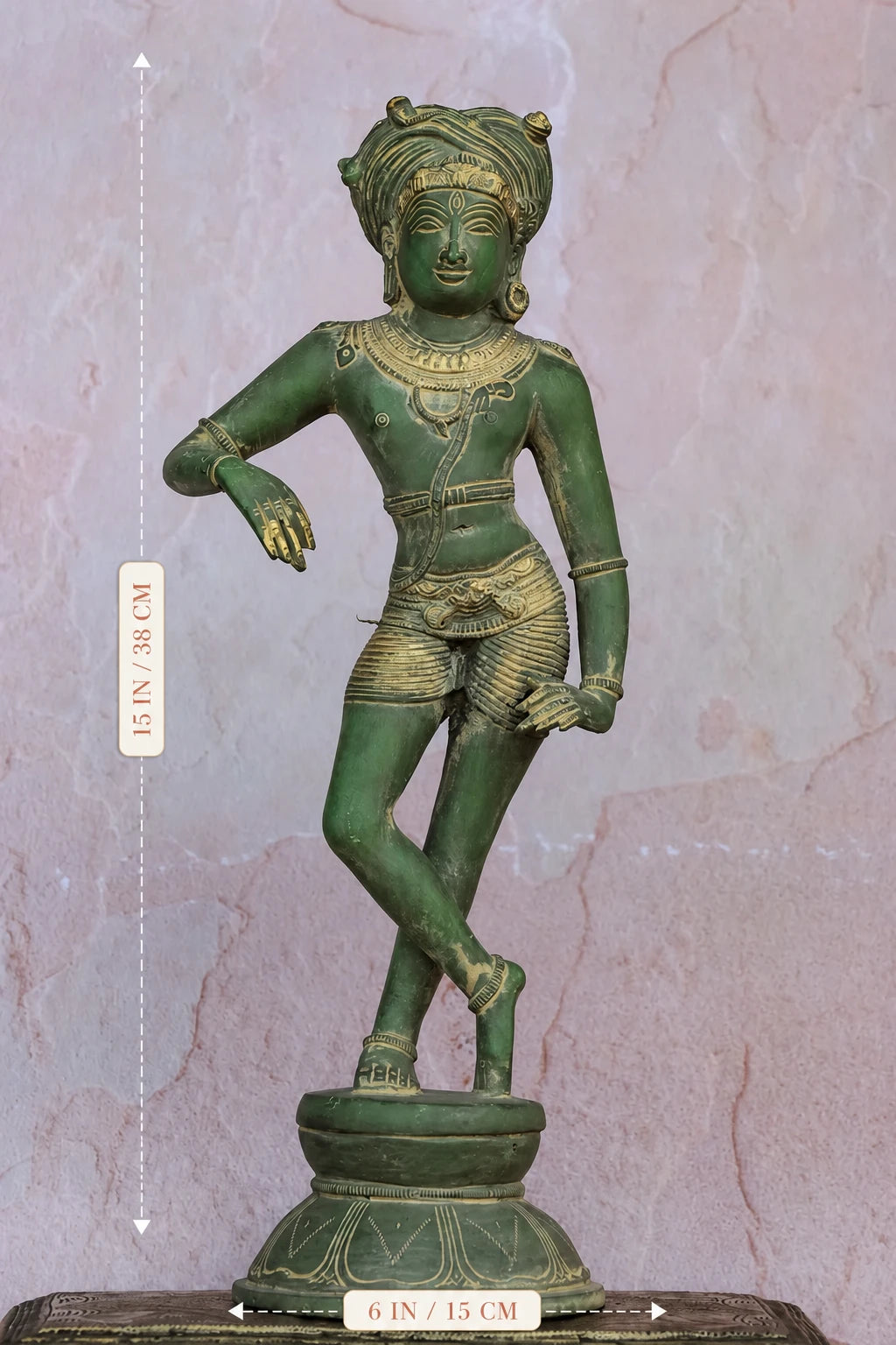 15″ Rishabadevar | Handcrafted Brass | Green Finish