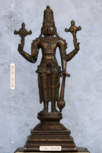 19″ Vishnu Standing | Handcrafted Brass | Brown Finish