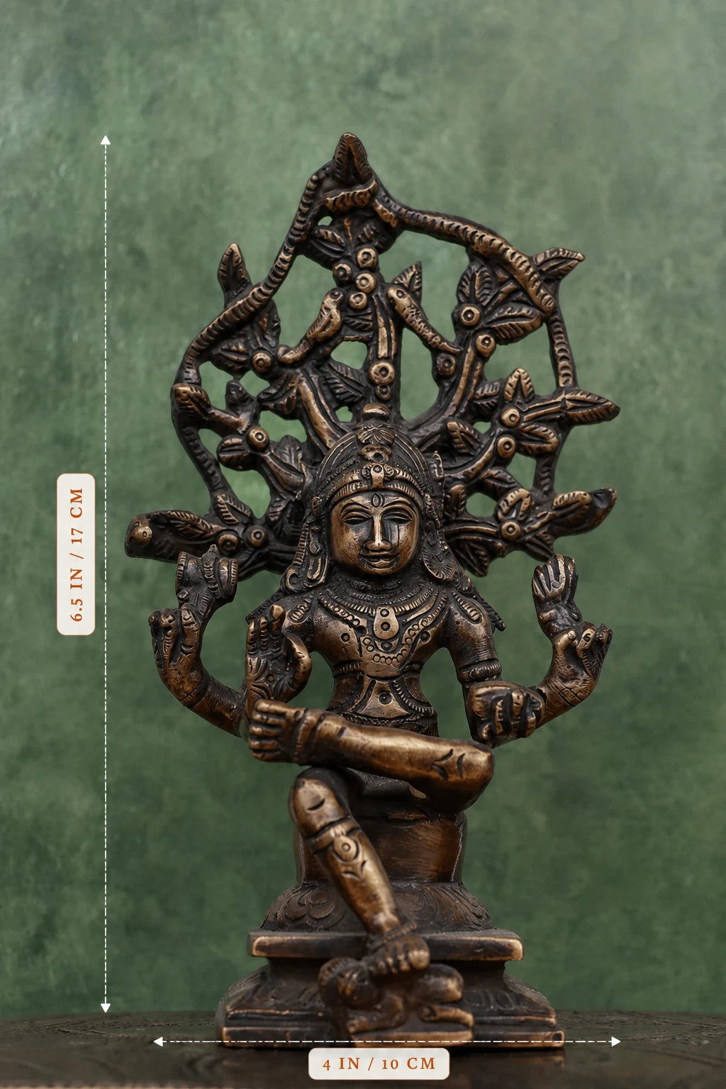6″ Divine Dakshinamoorthy | Handcrafted Brass | Antique Brown Finish