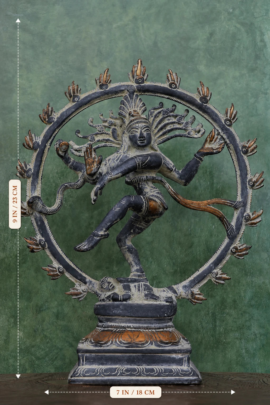 9″ Cosmic Nataraja | Handcrafted Brass | Stone Gray Finish