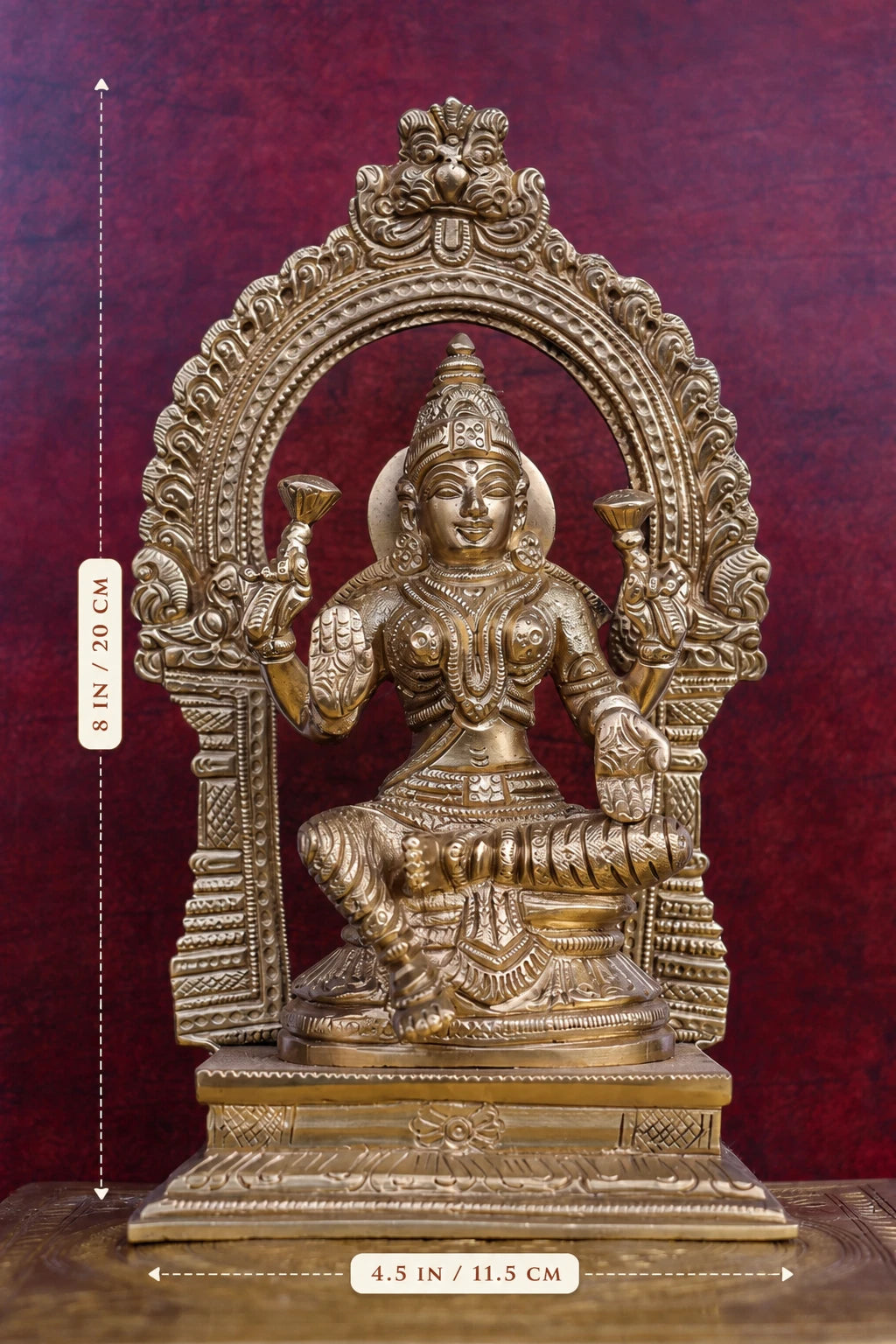 8″ Lakshmi with Arch | Handcrafted Brass | Fine Work (Copy)