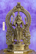 9″ Divine Murugan with Arch | Handcrafted Brass | Fine Work
