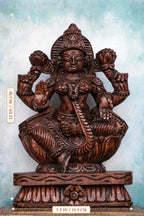 12″ Graceful Lakshmi Idol for Pooja & Home Décor | Handcrafted Wood Carving