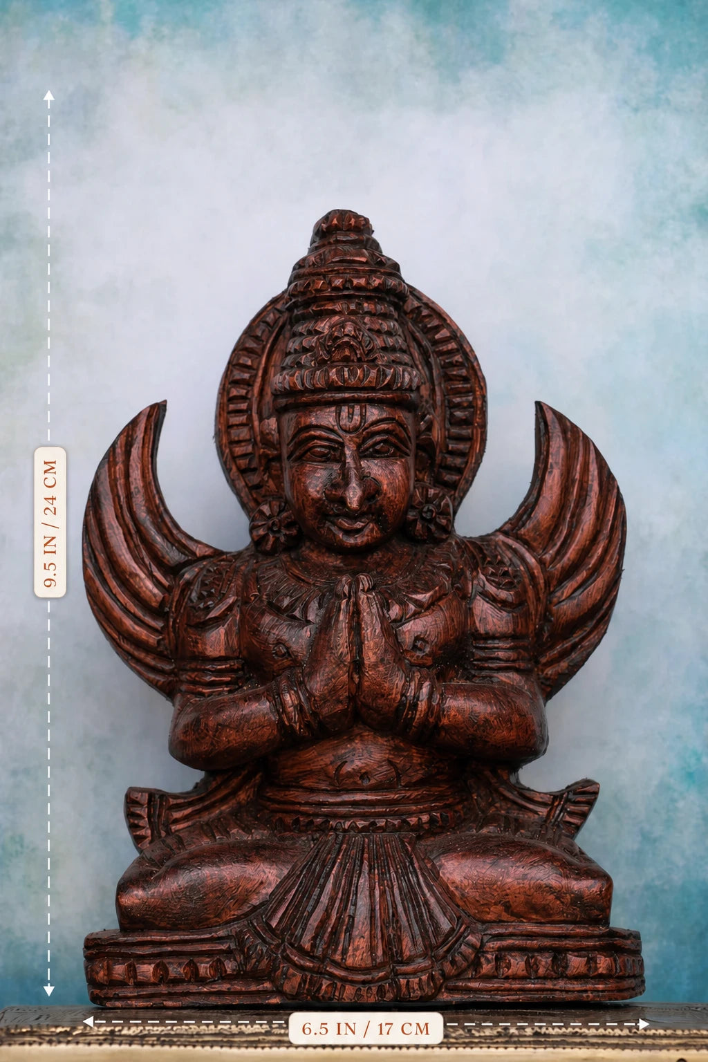 9″ Sacred Sitting Garudan Idol for Pooja & Home Décor | Handcrafted Wood Carving
