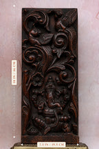 18″ Artistic Ganesha Wall Panel with Bird Motif | Handcrafted Wooden Carving