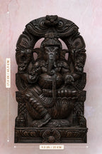 18″ Majestic Ganesha Idol for Pooja & Home Décor | Handcrafted Wood Carving