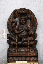 18″ Playful Butter Krishna with Arch for Pooja & Home Décor | Handcrafted Wood Carving