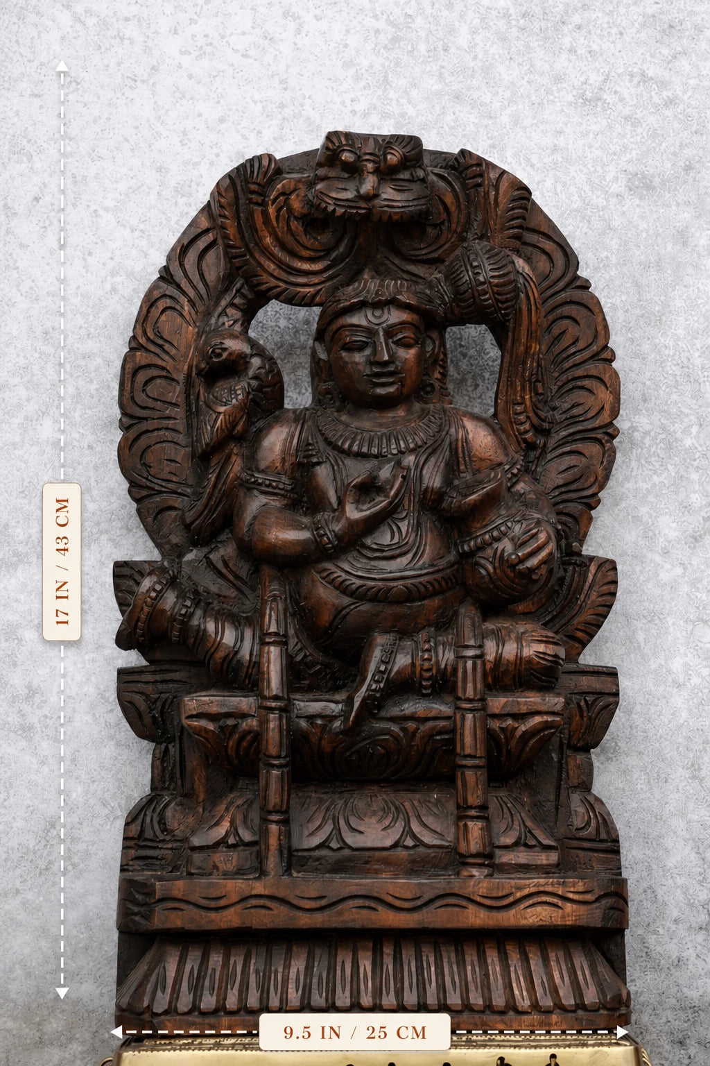 18″ Playful Butter Krishna with Arch for Pooja & Home Décor | Handcrafted Wood Carving