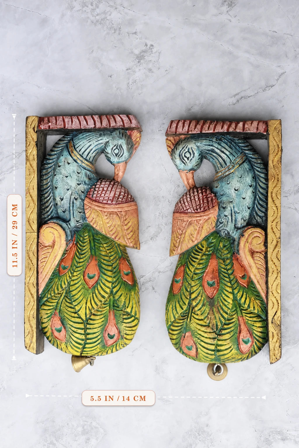 12″ Artistic Peacock Wall Brackets for Home Décor | Handcrafted Wood Carving (Copy)
