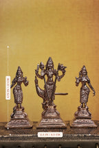 Murugan Set with Valli &amp; Deivayanai | Handcrafted Panchaloha Idols | Polished Finish