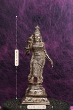 6″ Meenakshi Amman with Parrot | Handcrafted Panchaloha Idol | Polished Finish