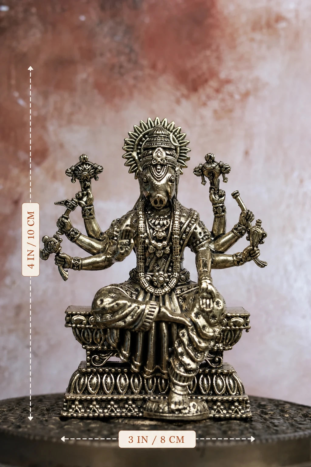 4″ Varahi Amman Idol for Pooja &amp; Home Décor | Super Fine Brass | Antique Polish