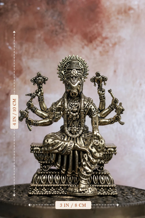 4″ Varahi Amman Idol for Pooja &amp; Home Décor | Super Fine Brass | Antique Polish dimensions