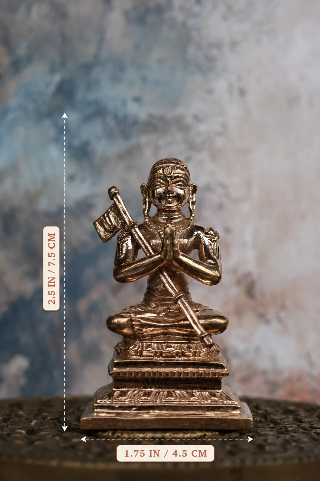 2.5″ Sri Ramanujar Idol for Pooja &amp; Home Décor | Handcrafted Panchaloha | Polished Finish