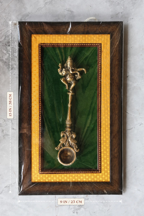 Brass Ganesha Spoon Frame for Home Décor & Gifting | Handcrafted Brass Art Frame (Copy) dimensions