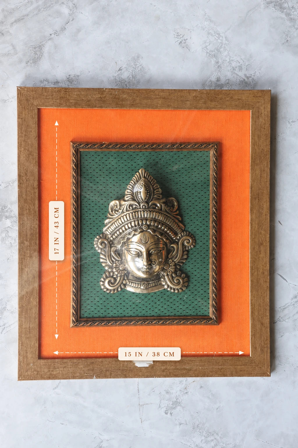 Brass Durga Face Frame for Home Décor & Pooja | Handcrafted Brass Art Frame