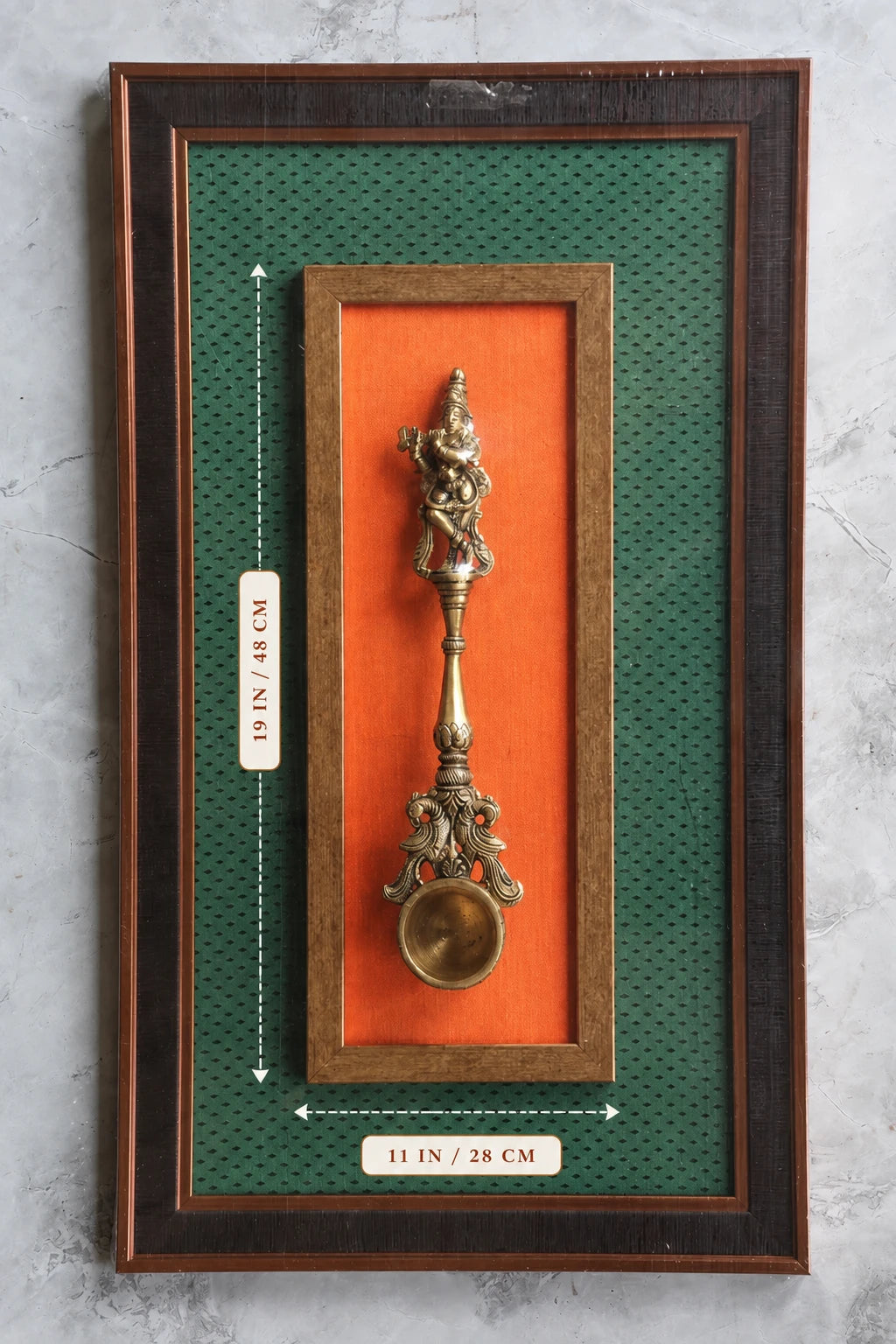 Brass Krishna Spoon Frame for Home Décor & Gifting | Handcrafted Brass Art Frame