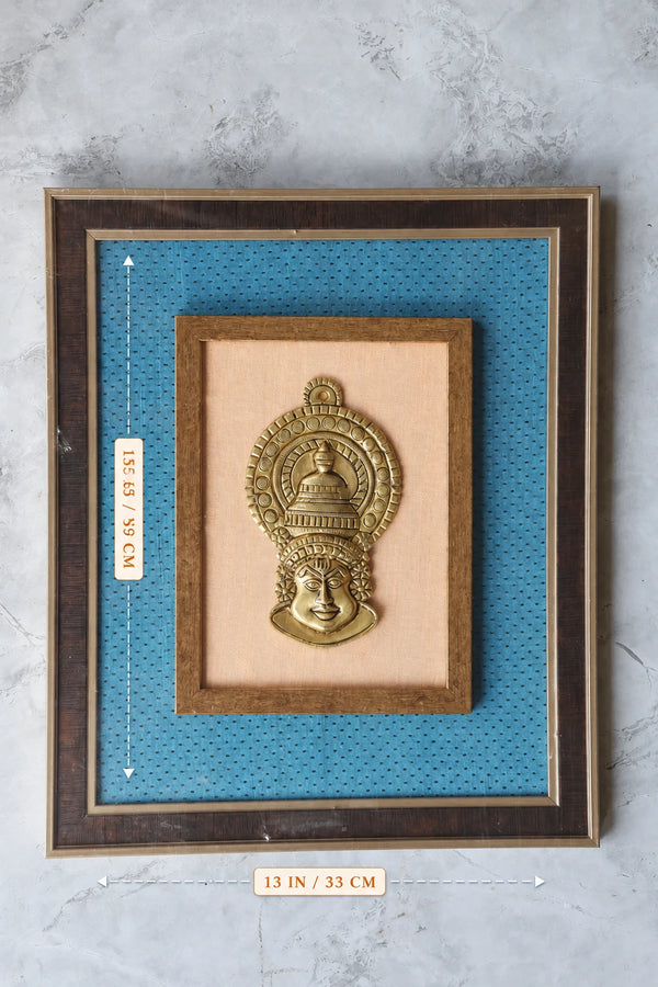Brass Kathakali Face Frame for Home Décor | Handcrafted Brass Art Frame dimensions