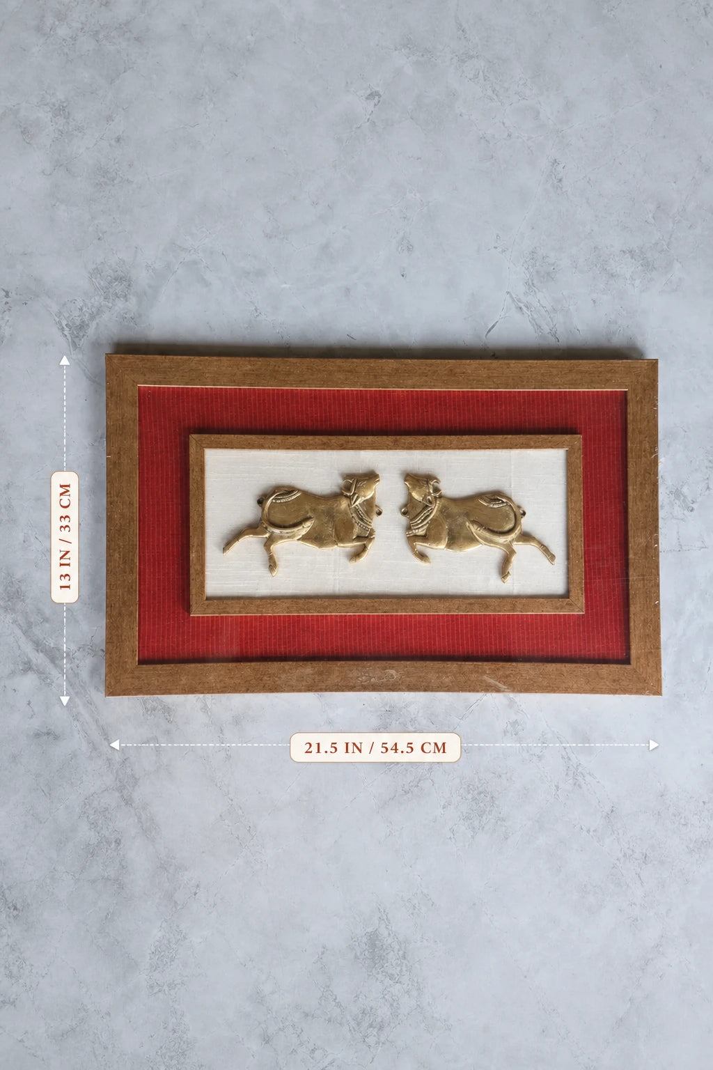 Brass Twin Cow Frame for Home Décor & Pooja | Handcrafted Brass Art Frame