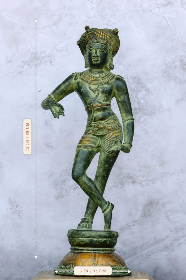 15″ Rishabadevar | Handcrafted Brass | Green & Gold Finish dimensions