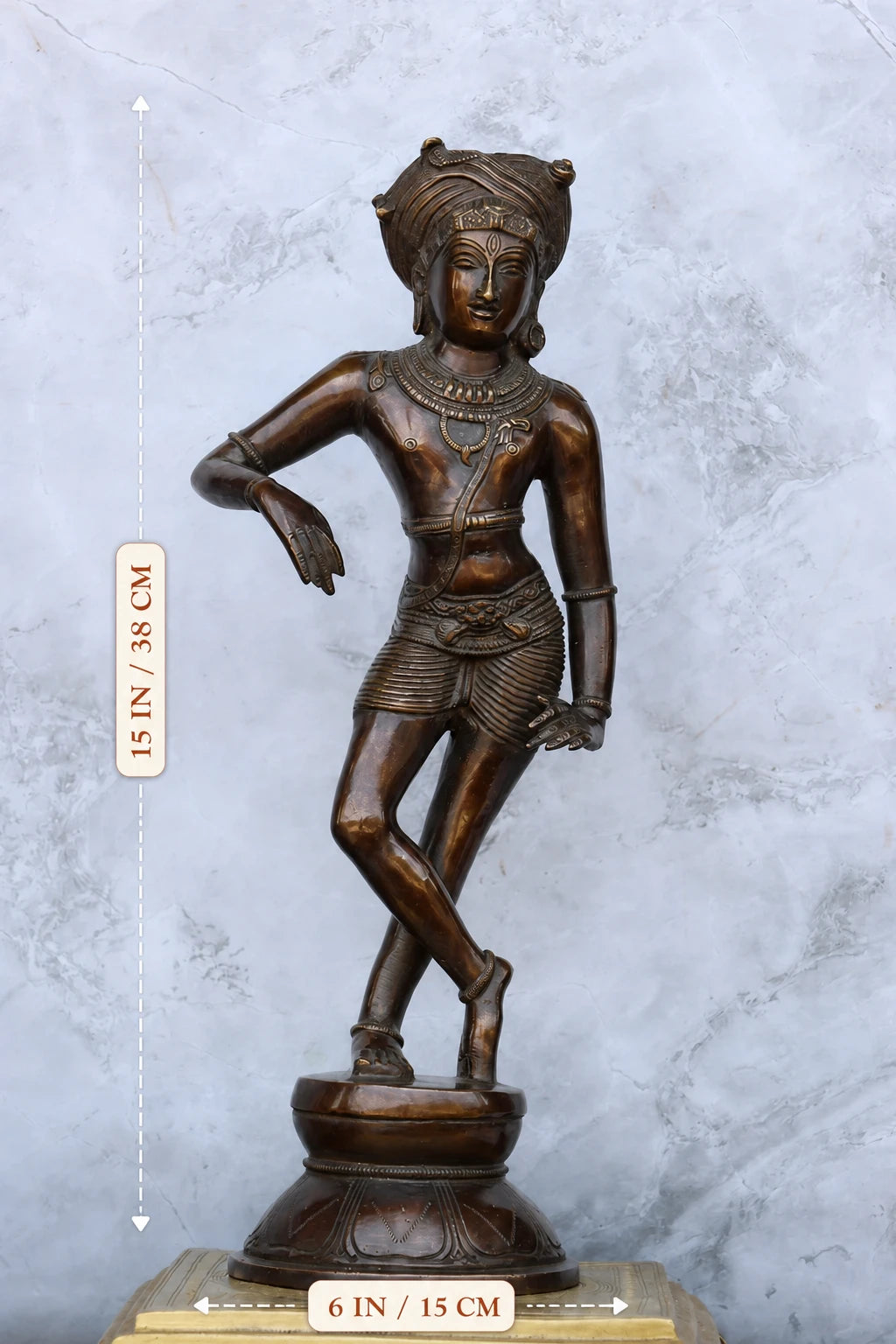 15″ Rishabadevar | Handcrafted Brass | Antique Brown Finish