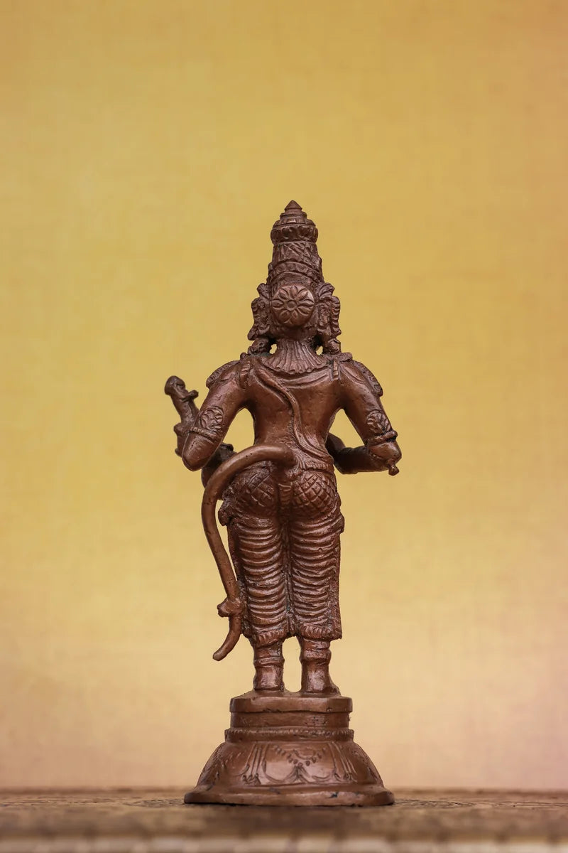 6″ Hanuman with Veena (Rare Form) | Handcrafted Panchaloha | Wood Patina