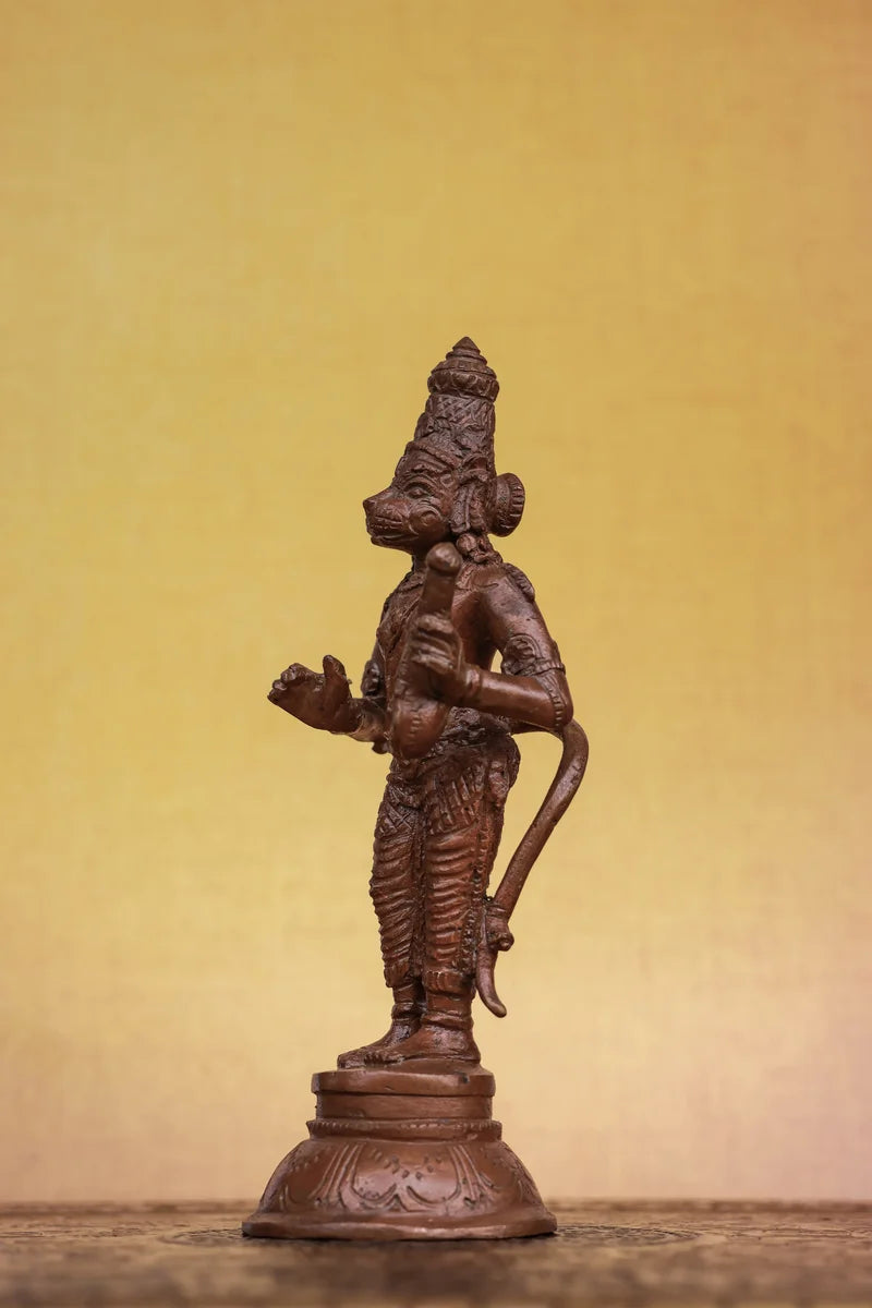 6″ Hanuman with Veena (Rare Form) | Handcrafted Panchaloha | Wood Patina