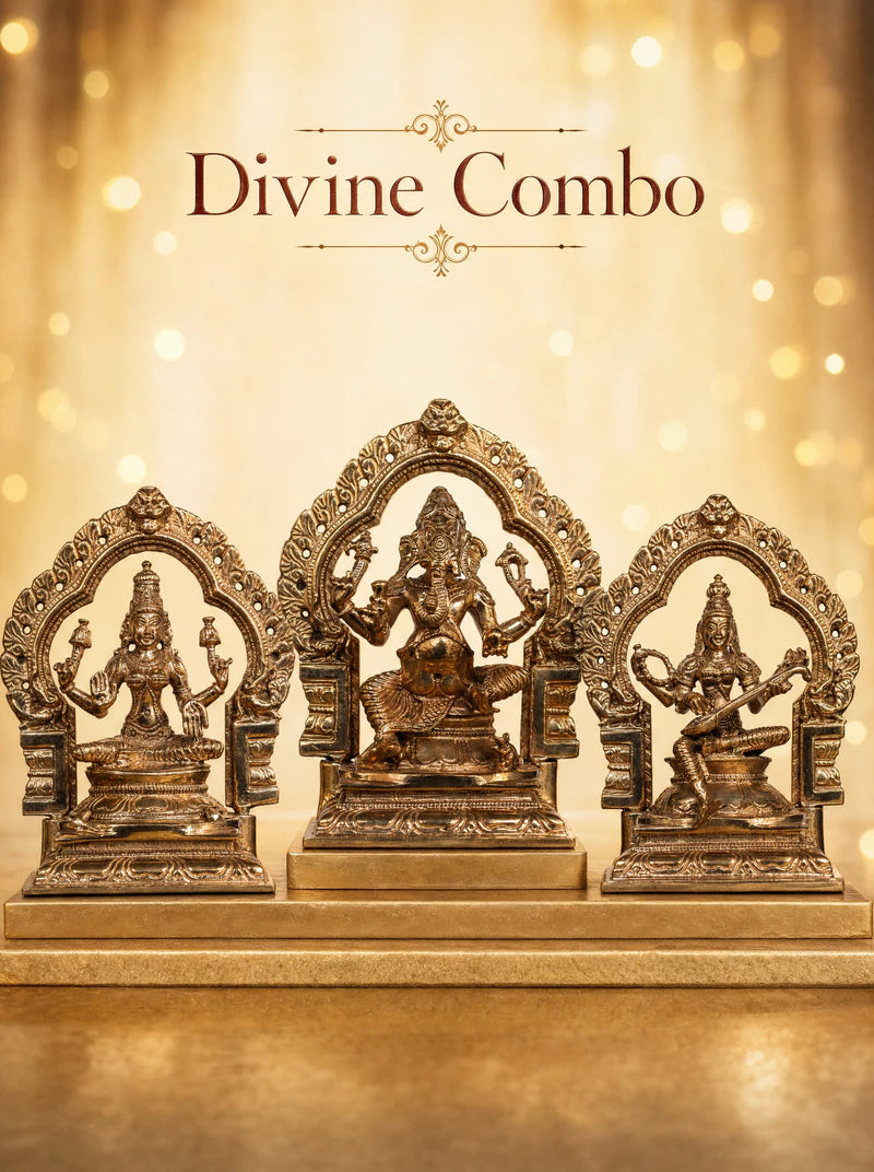 Sacred Trinity: Ganesha, Lakshmi & Saraswati with Arch | Divine Special Combo