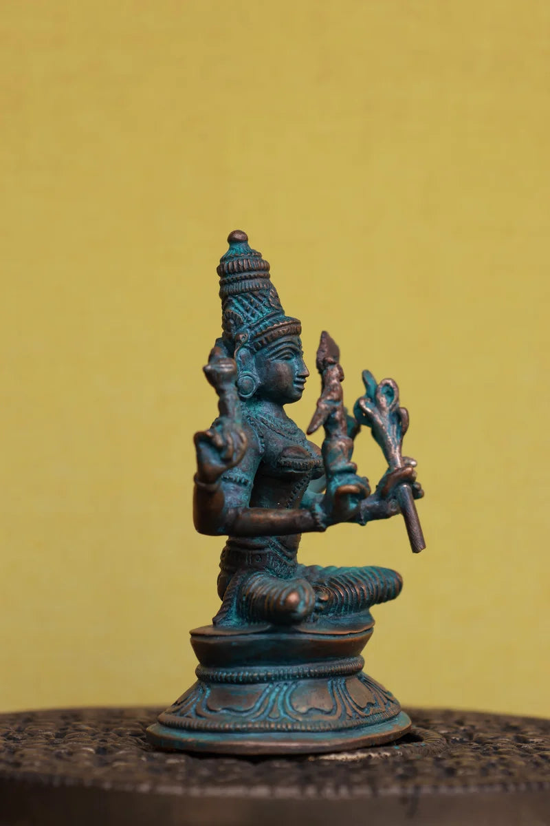 3″ Kamakshi Amman Idol | Handcrafted Panchaloha | Green Patina
