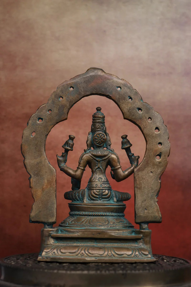 5″ Divine Mahalakshmi with Arch | Handcrafted Panchaloha | Green Patina