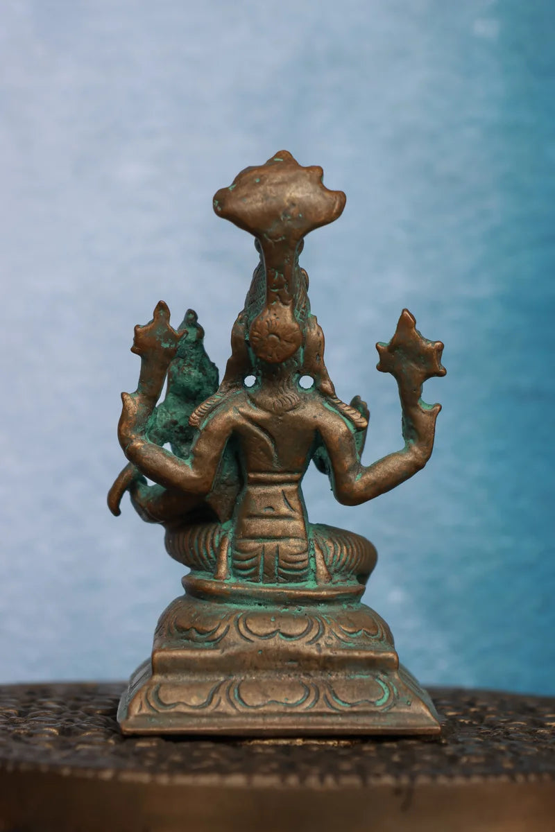 3″ Lakshmi Hayagriva Idol | Handcrafted Panchaloha | Green Patina