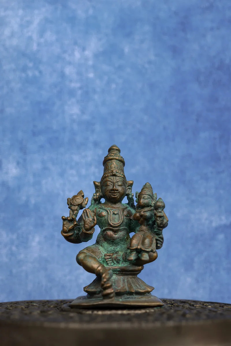 3″ Lakshmi Narayanan Idol | Handcrafted Panchaloha | Green Patina