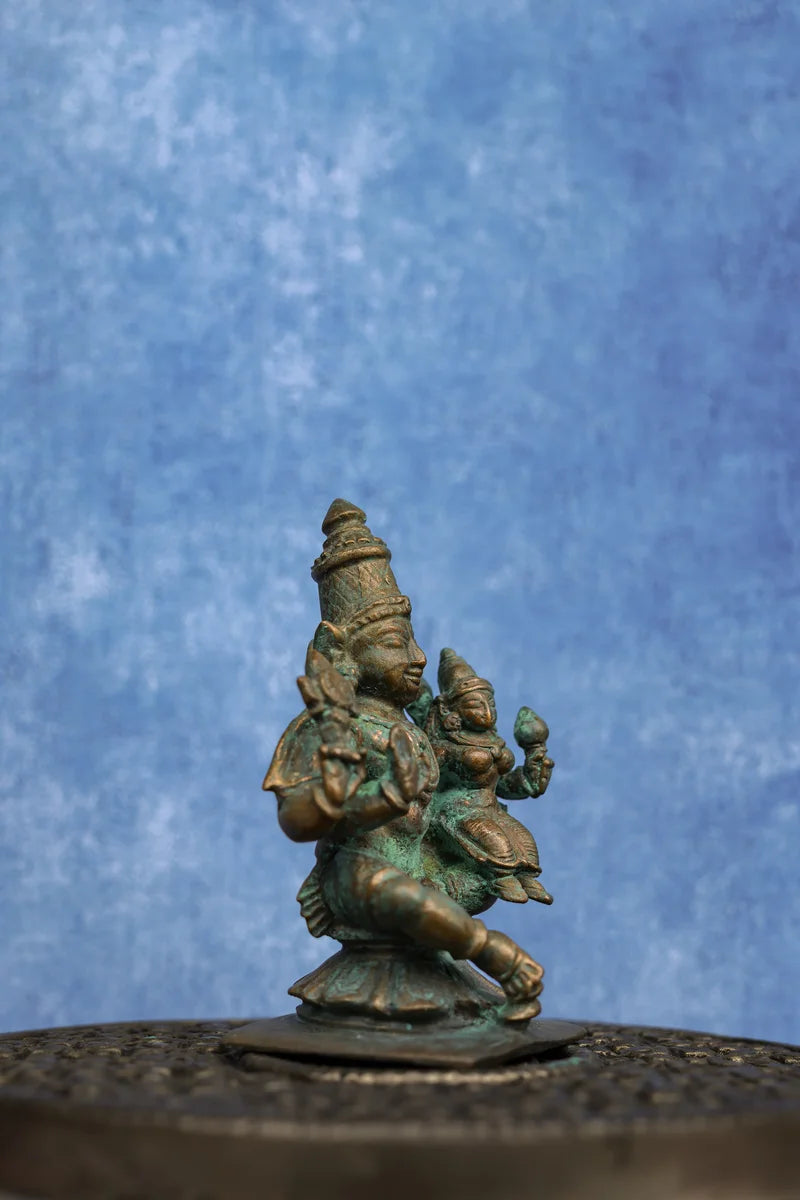 3″ Lakshmi Narayanan Idol | Handcrafted Panchaloha | Green Patina