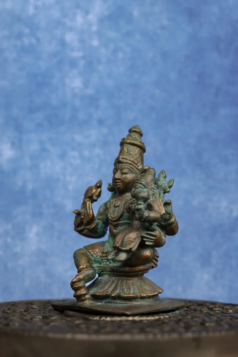 3″ Lakshmi Narayanan Idol | Handcrafted Panchaloha | Green Patina